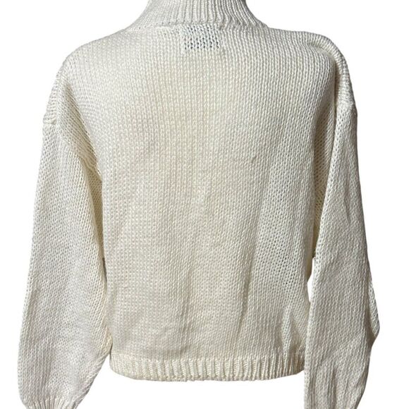 Vintage Cream Mock Neck Cottage Core Coastal Grandmother Sweater Sz Large - Picture 5 of 6